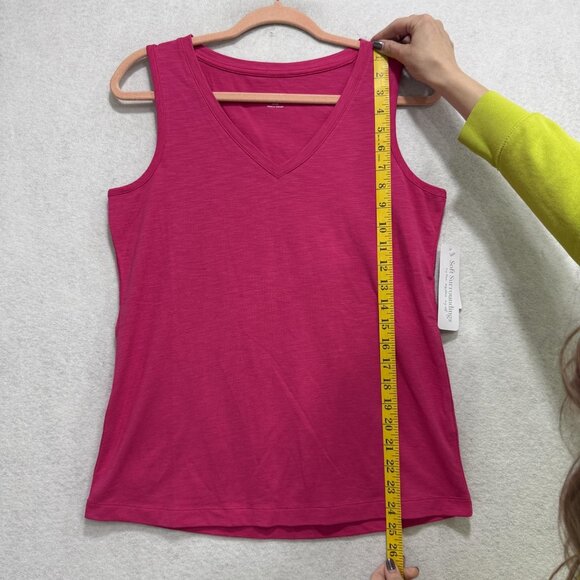 Soft Surroundings Tank Top Womens Small Pink V Neck Cotton Spandex Sleeveless - Picture 5 of 7